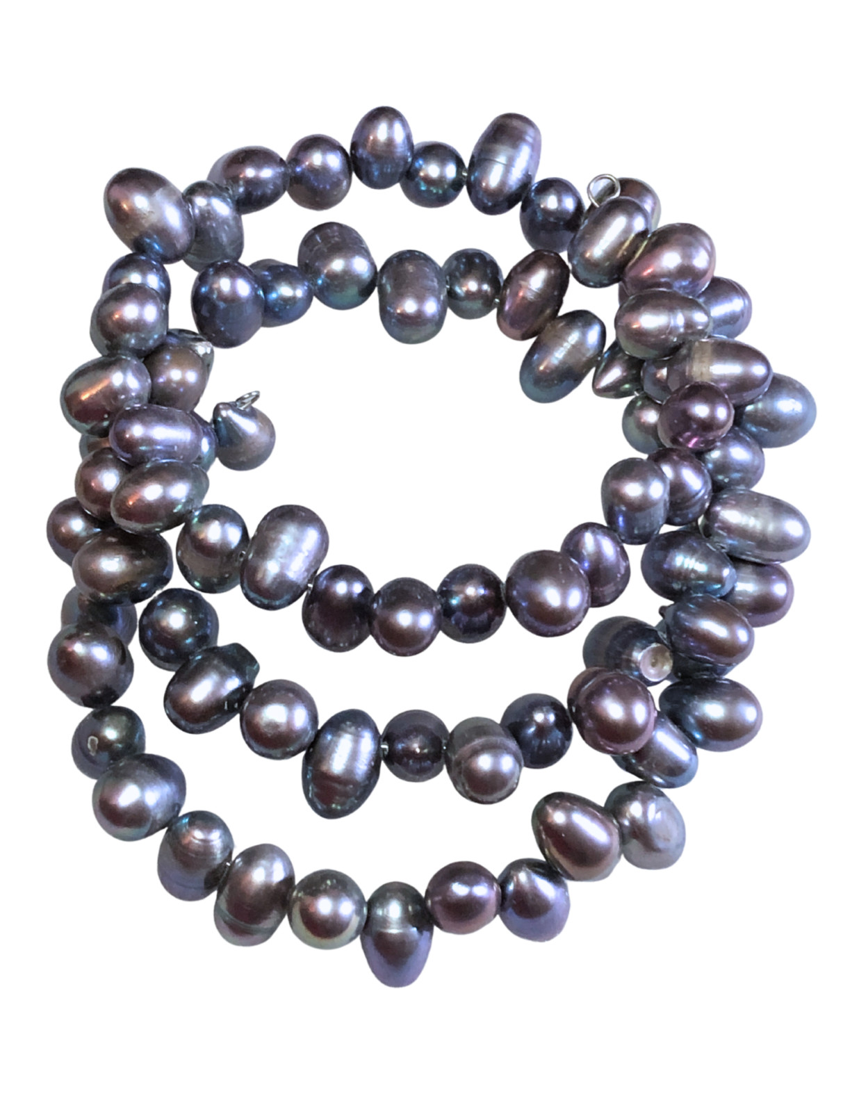 Genuine Cultured Pearl Wrap Bracelet Black Blue Purple Metallic Peacock BaroqP15