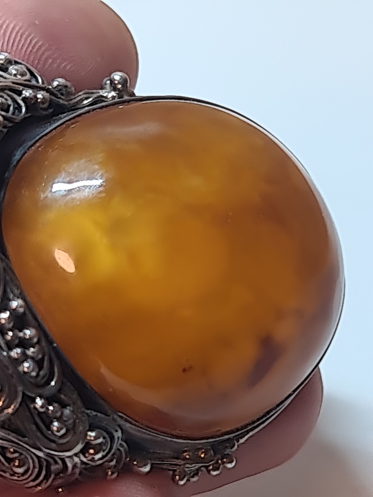 Silver brooch 900 try .with natural amber. Brooch Peacock Tail . made to order .