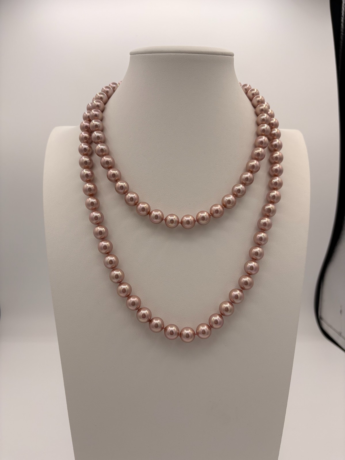 M & N 925 Sterling Silver Lavender Pearl Necklace Set 19” + 24″ Knotted Strand