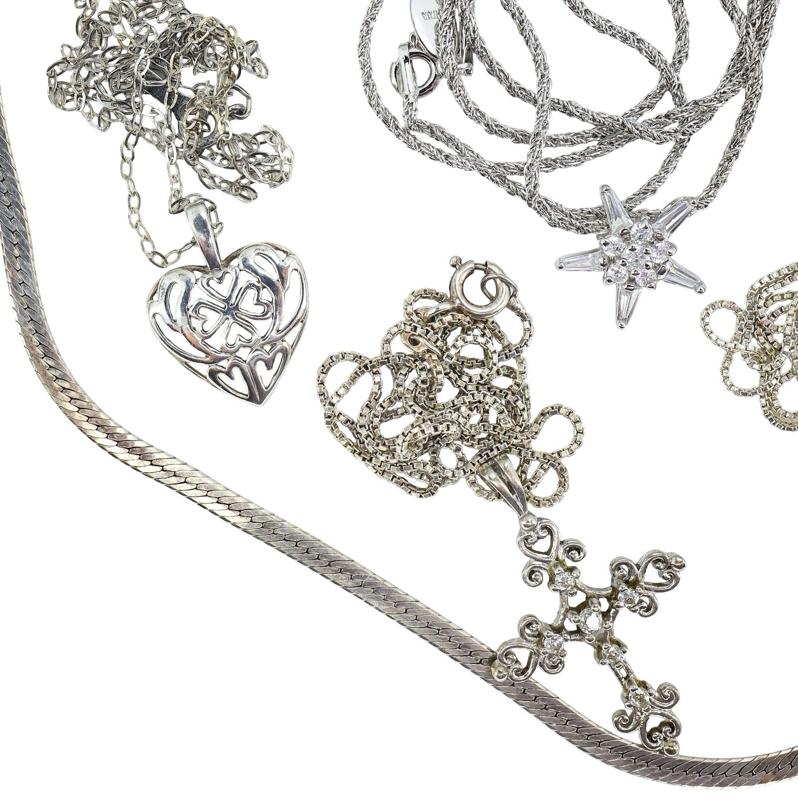Lot 15pc WEARABLE Sterling Silver Jewelry Necklaces Earrings Art Deco Etc
