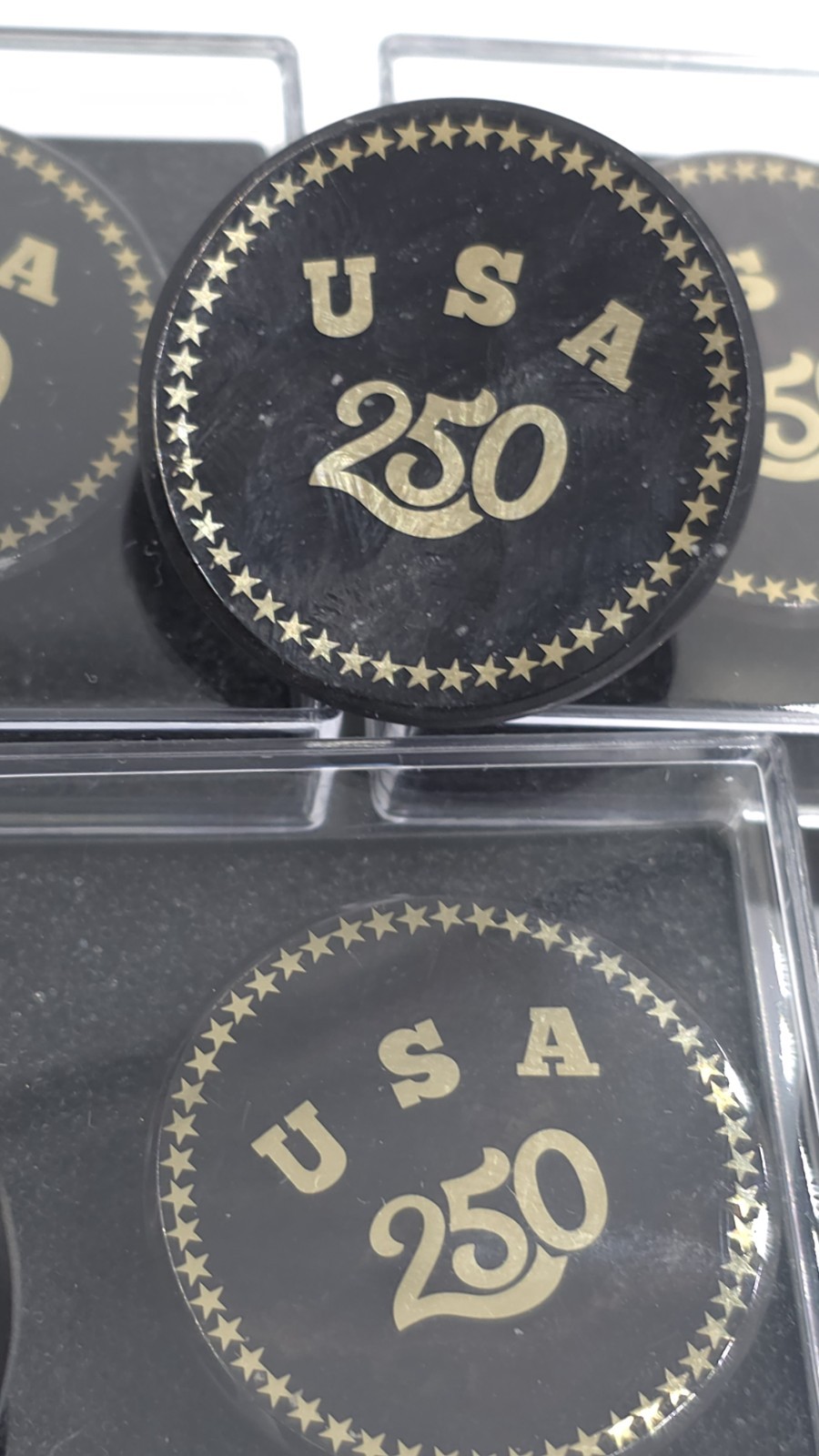 USA 250th Anniversary Obsidian Stone Commemorative Pin Badge 1.2″Limited Edition