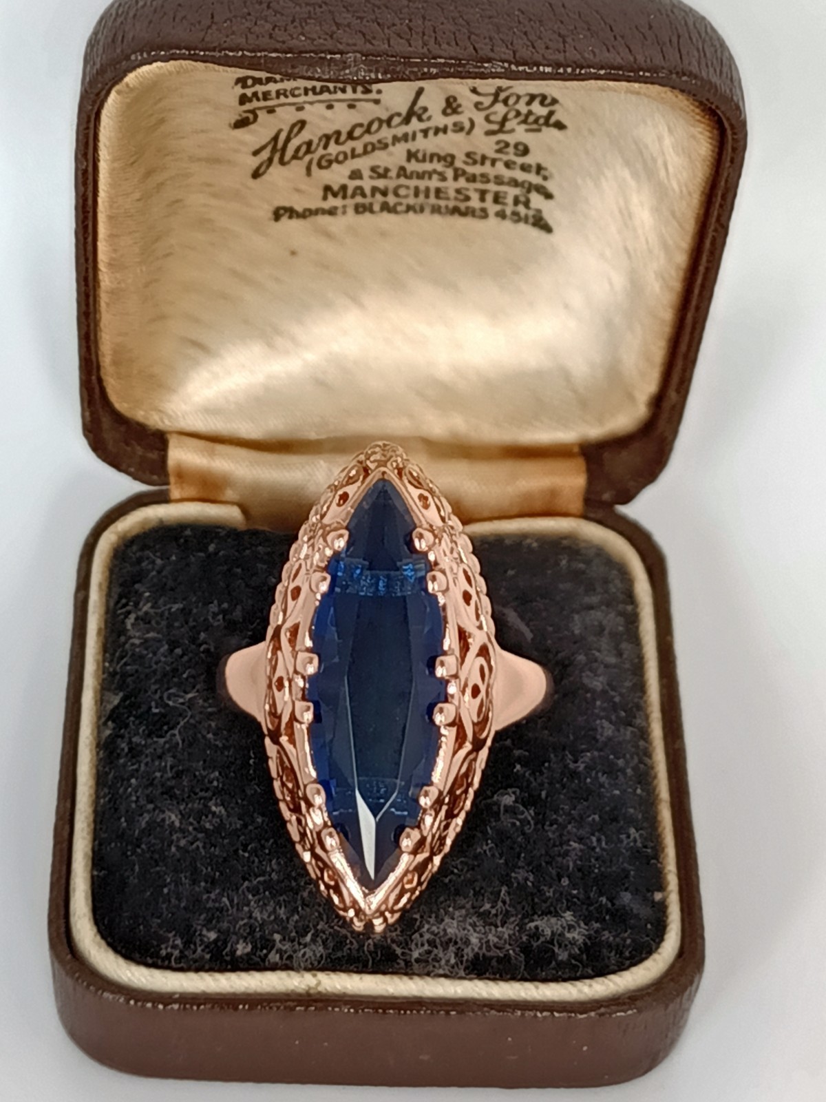 Vintage 1990-s 14 Ct Rolled Gold Sapphire Ring Size UK M US 6 Hallmarked!