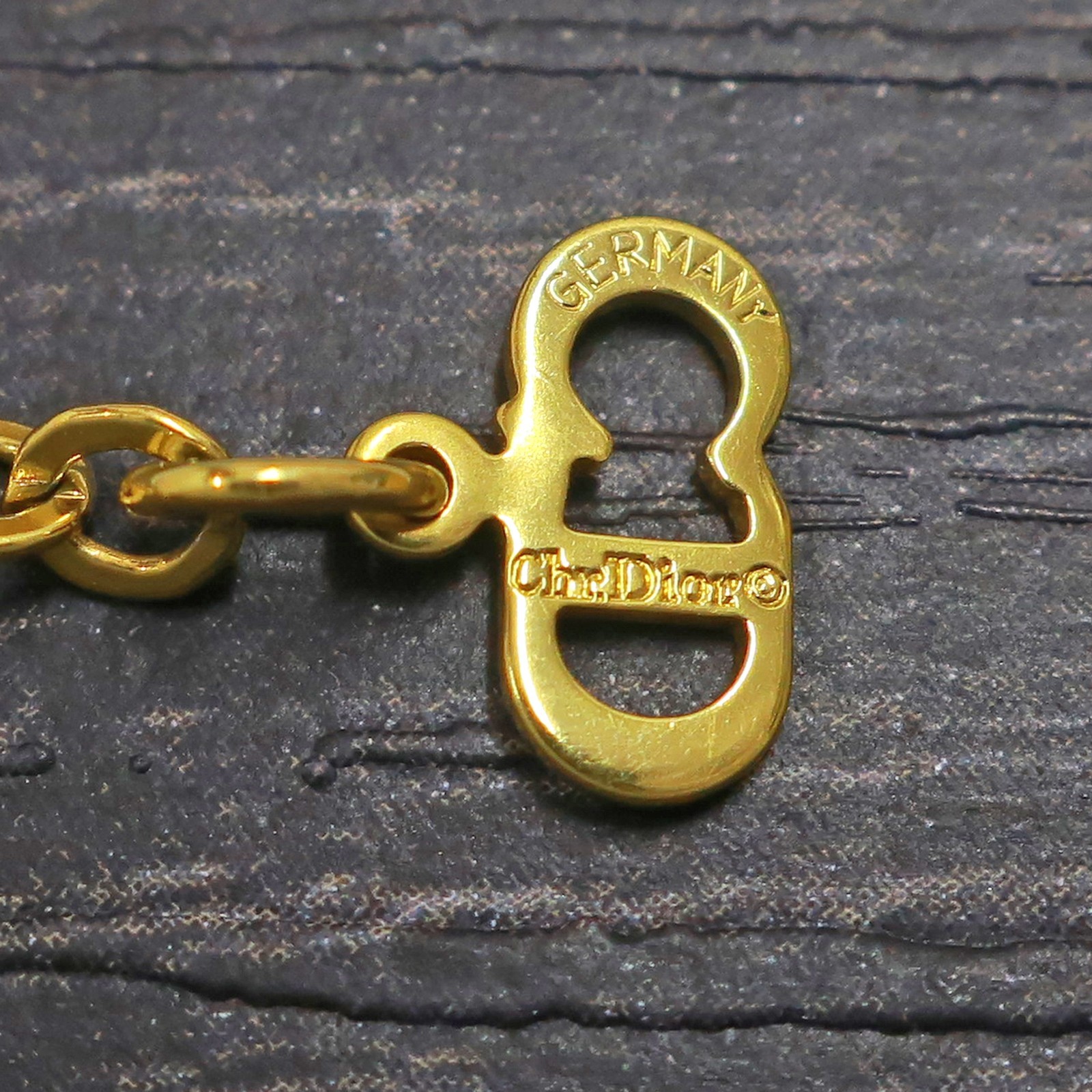 Christian Dior Gold Plated Logo Charm Chain Necklace Pendant #1327c Rise-on