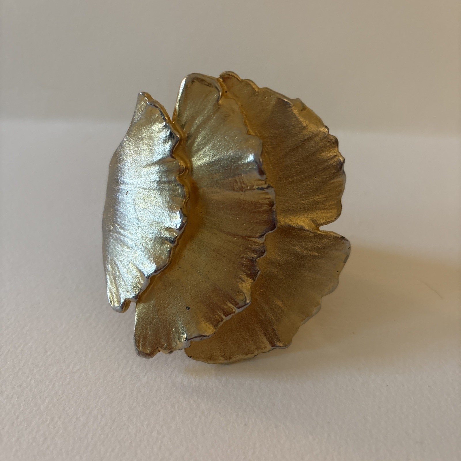 Les Bernard Ginkgo Leaf Vintage Gold Plate/Toned Cuff Bracelet