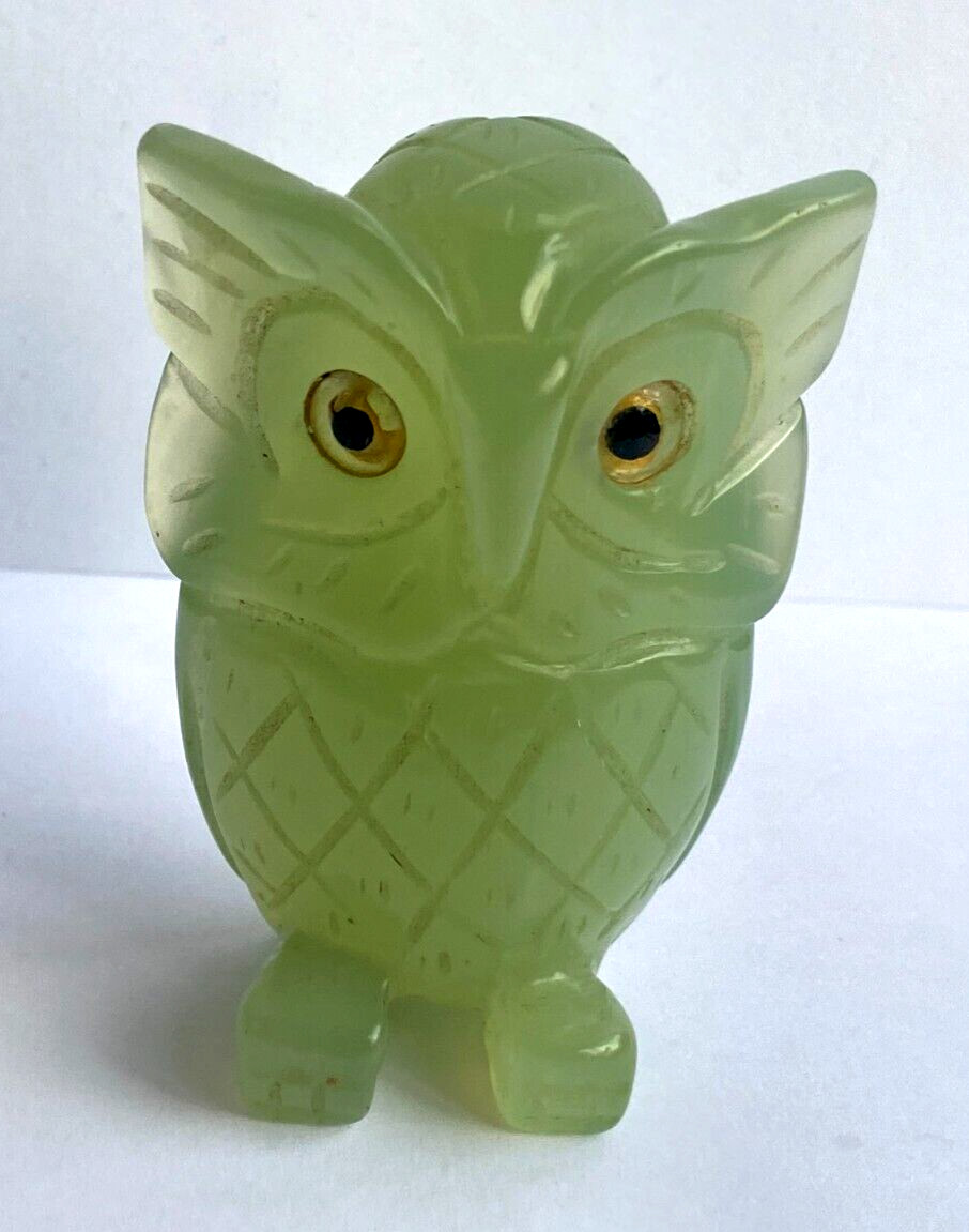 Antique Rare Original Jade Nephrite Owl Figurine Big Size