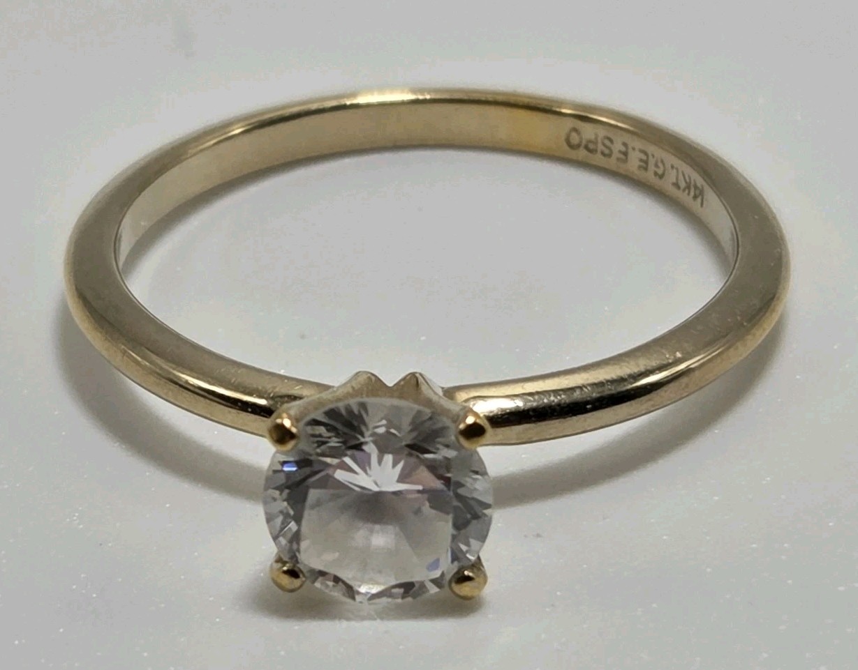 VTG ESPO 14KT Yellow Gold G.E. Electroplated Cubic Zirconia Solitaire Ring SZ9.5
