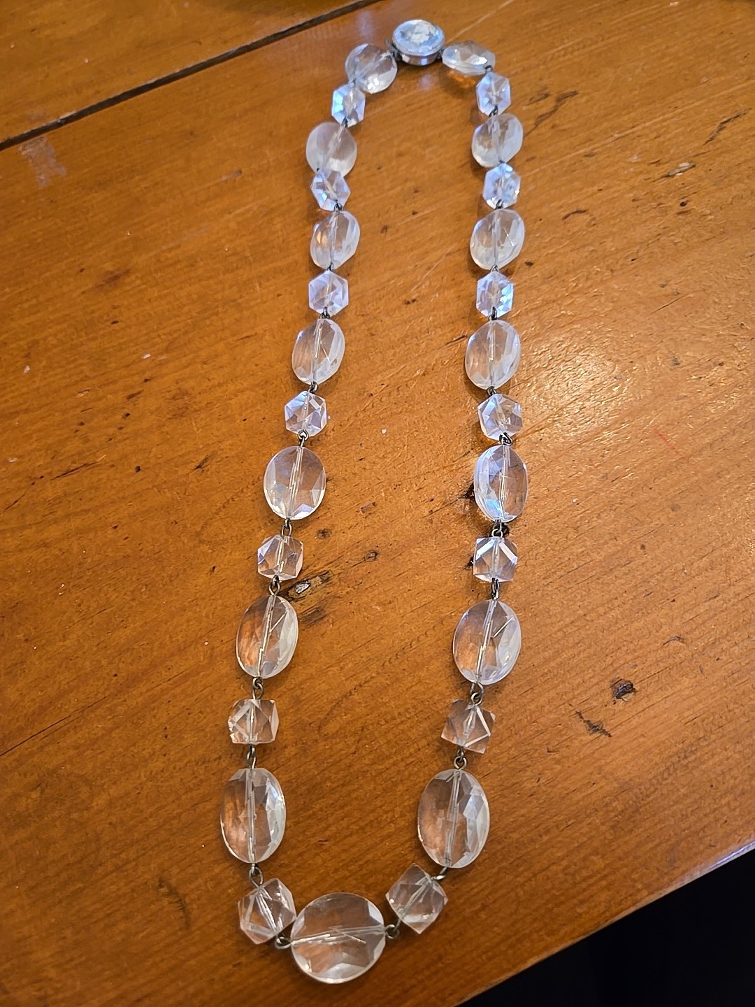 Clear 22″Beaded Vintage West Germany Plastic Glass Neckkace