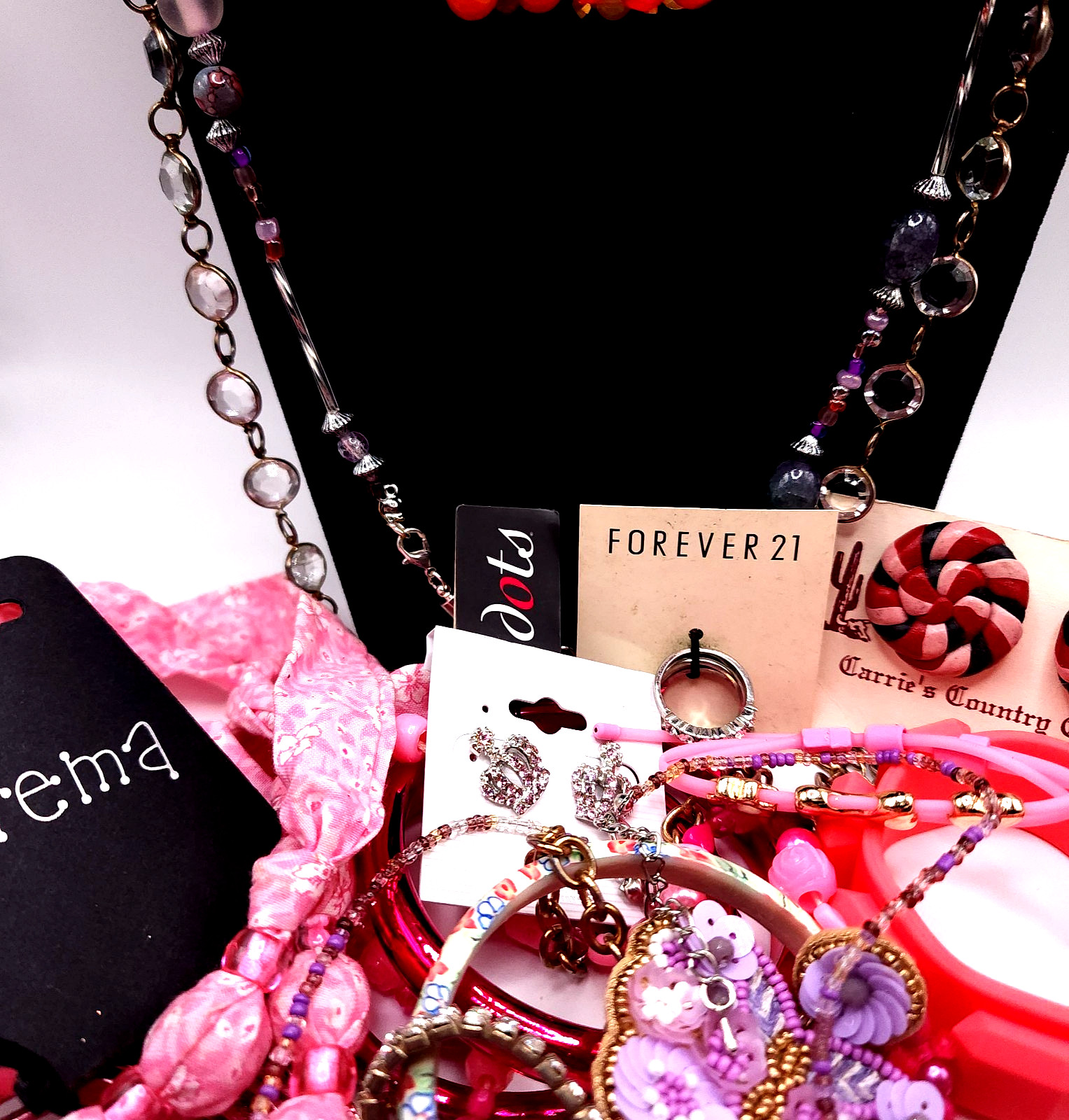 Pink Hue Estate Jewelry Bundle 1lb Mixed Fashion Jewelry Vintage Resale Lot