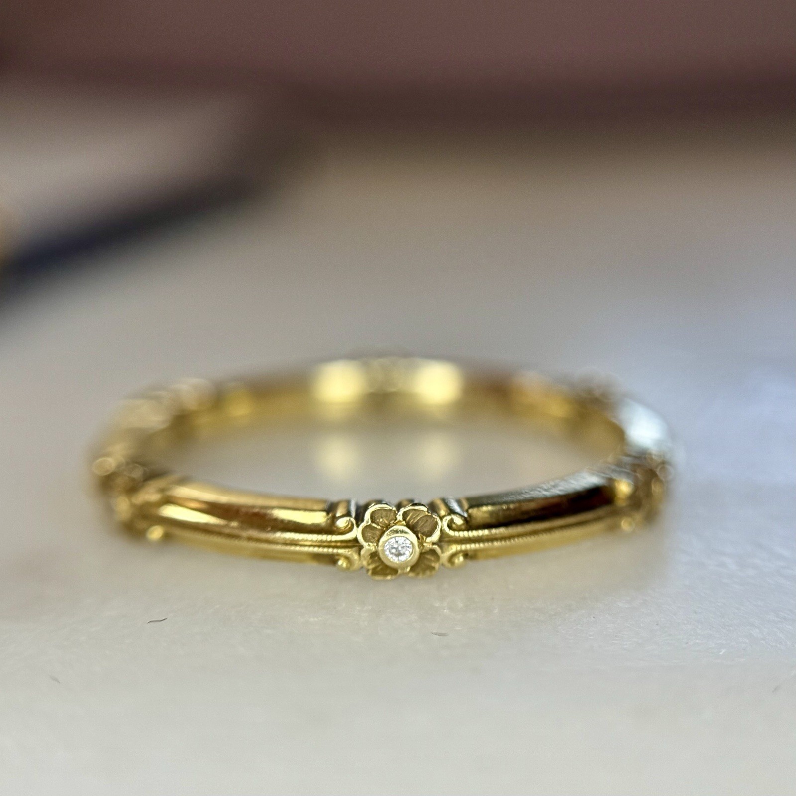 Vintage Van Craeynest Diamond Eternity Band 18k Yellow Gold