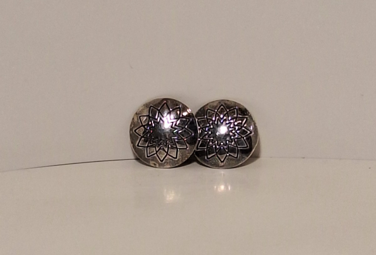 Vintage Van Horne Sterling Silver Starburst Clip-on Earrings