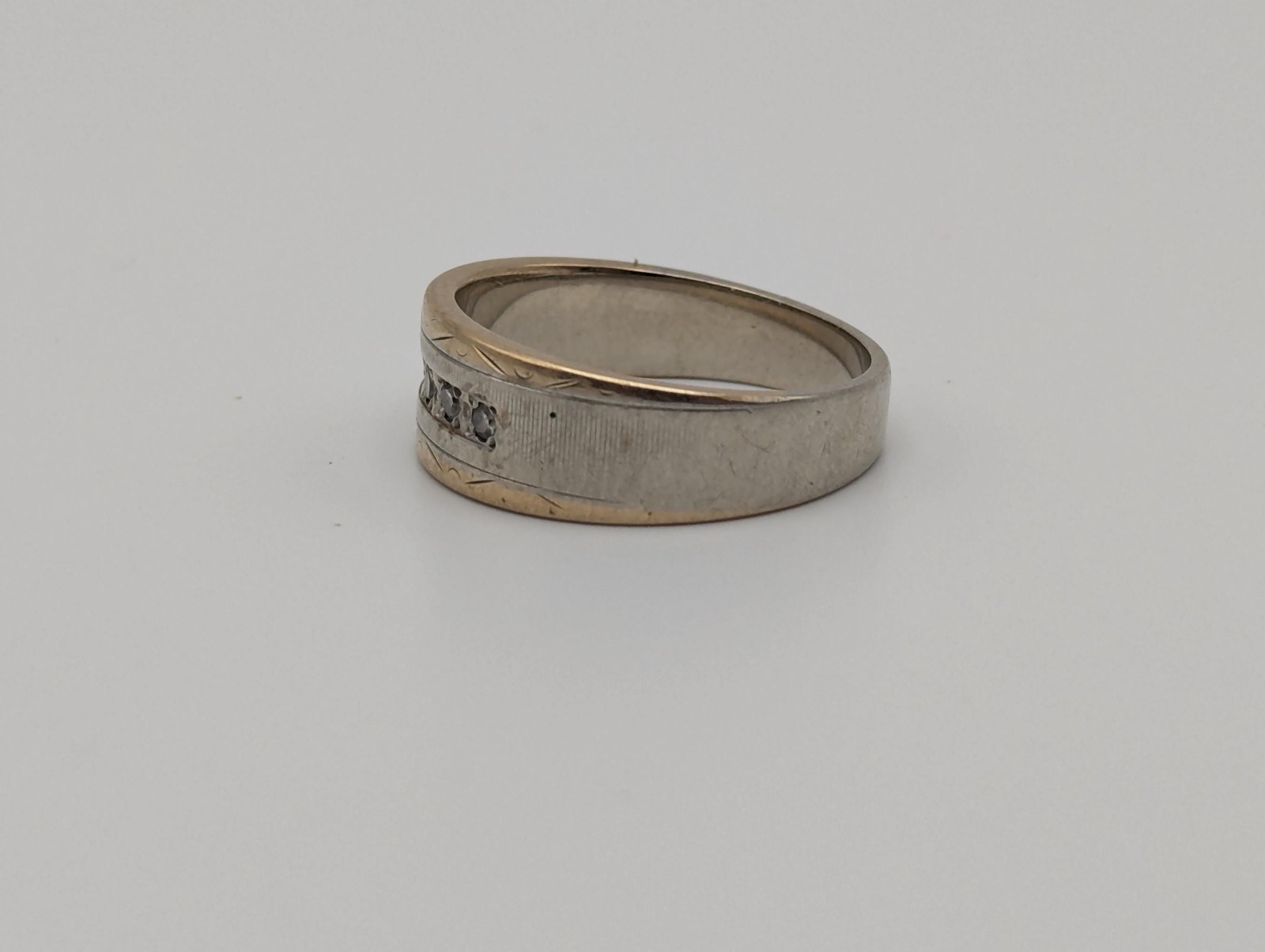 14k Multi Gold Diamond Wedding 6.4 mm Band White Gold Anniversary Ring