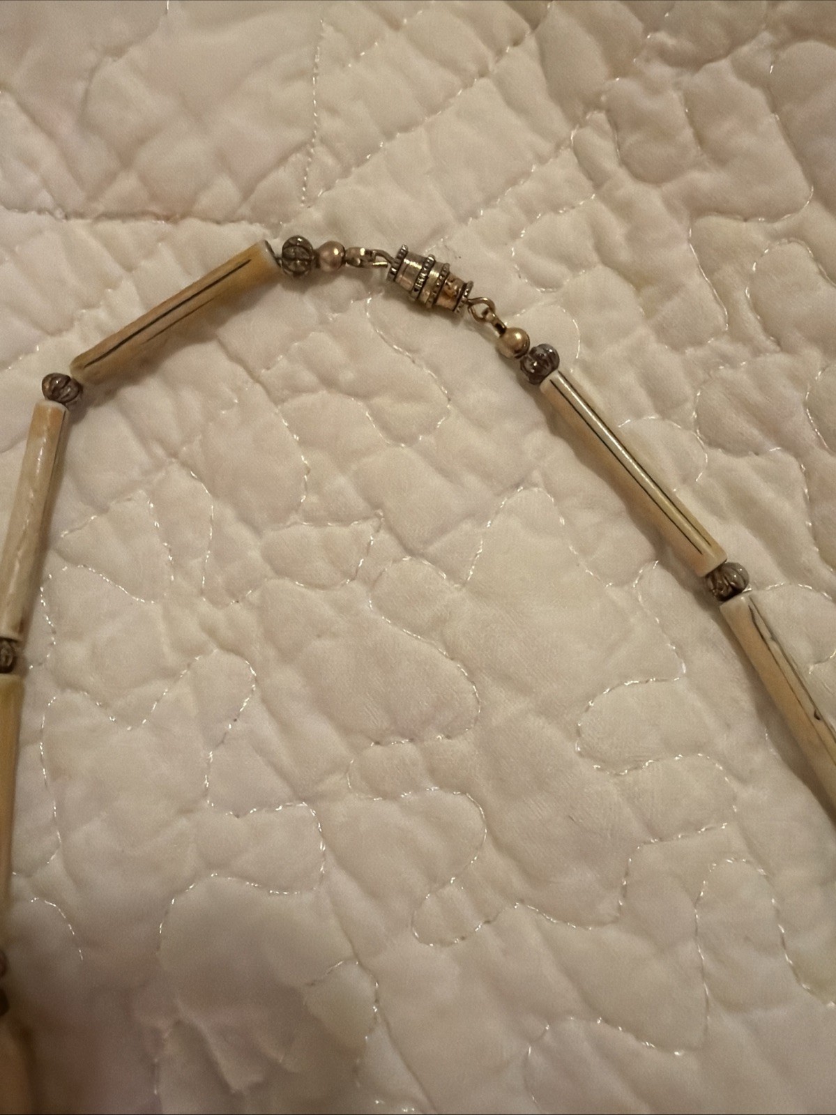 Vintage jewelry Necklace Metal wood Bone handcrafted Art custom C1930-40