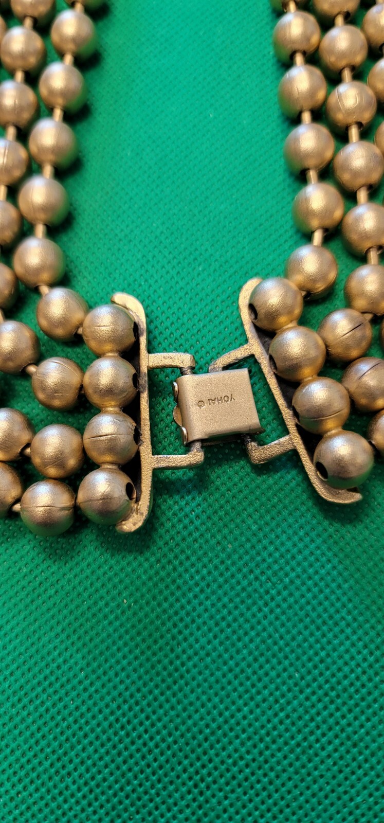 Vintage Yohai Satin Gold Tone Ball Chain (24 Inches) 4 Strand Necklace Signed