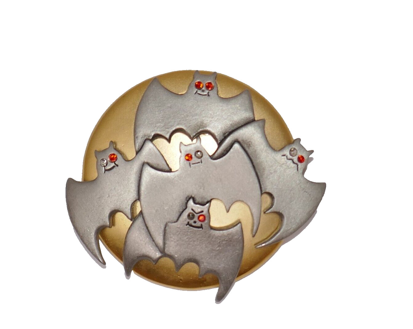 AJMC Creepy Creatures Halloween Bat Rhinestone Eyes Brooch Pin