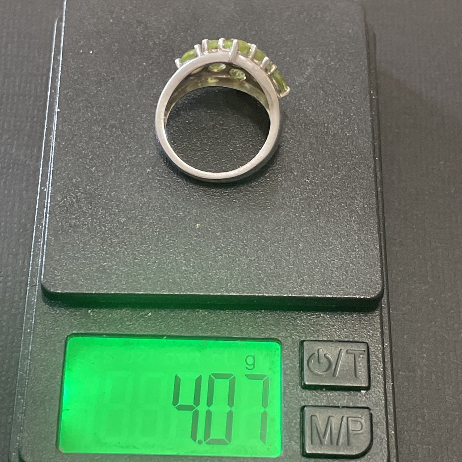 Vintage Sterling Silver 925 Green Peridot Cluster Statement Ring Size 6 India QJ