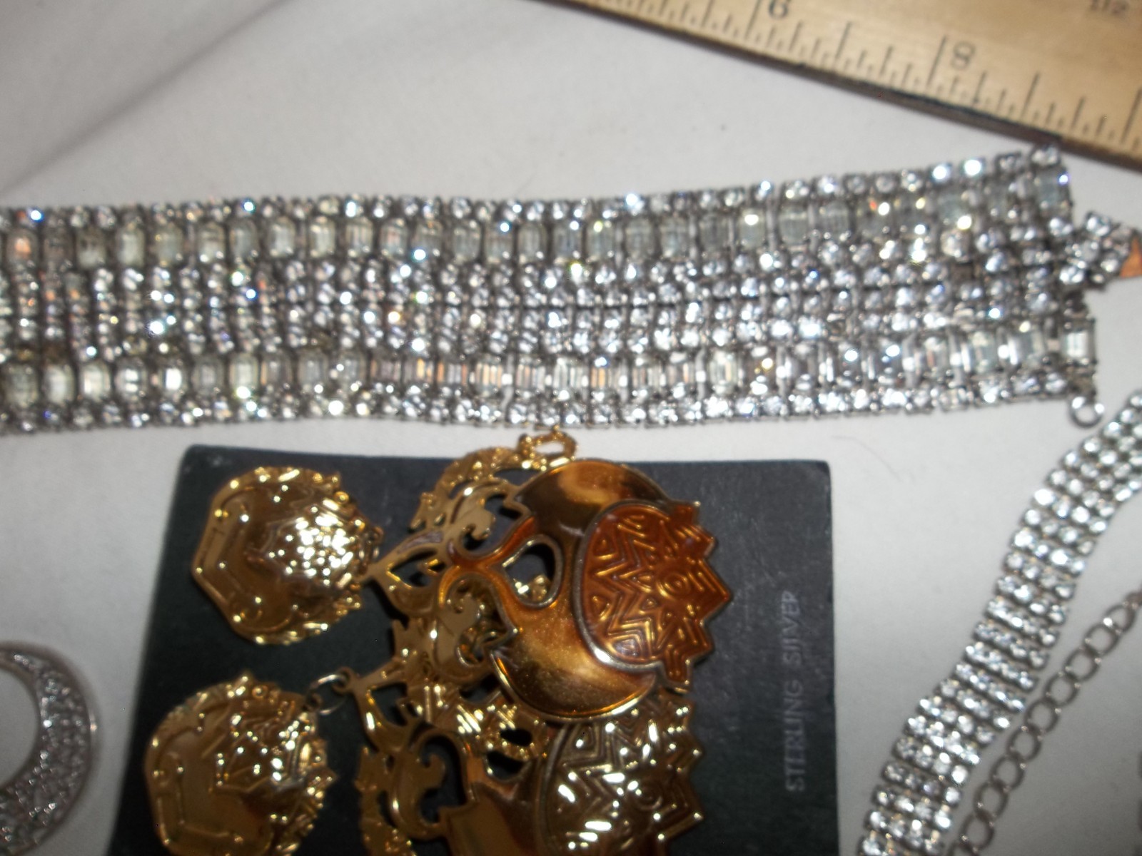 Vintage 1 lb Rhinestone Earrings Necklaces Brooch/pins Jewelry LOT Repair craft