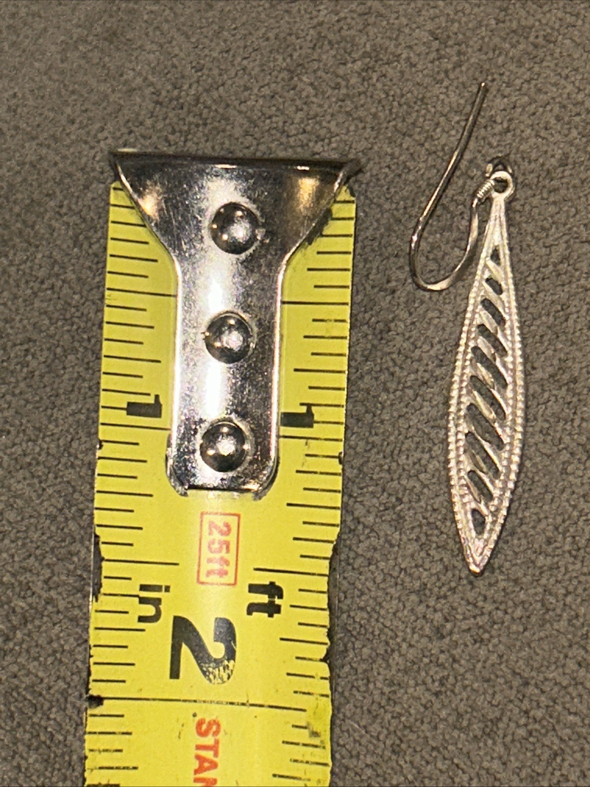 Vtg Sterling Silver Artisan Made Elongated Teardrop Openwork Dangle Earrings