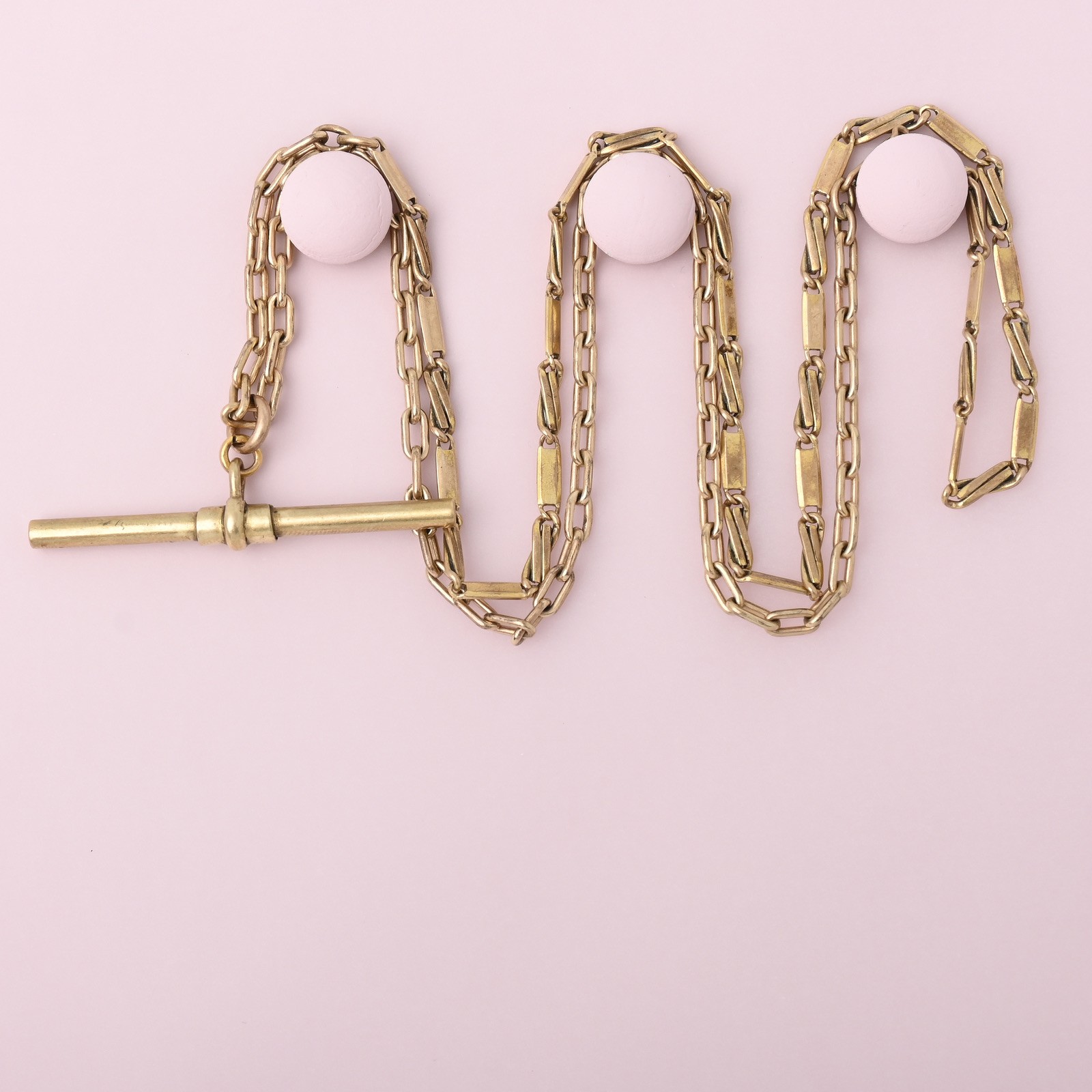 Antique Victorian Upcycled Yellow Gold Filled T-Bar Cable Fancy Chain Necklace