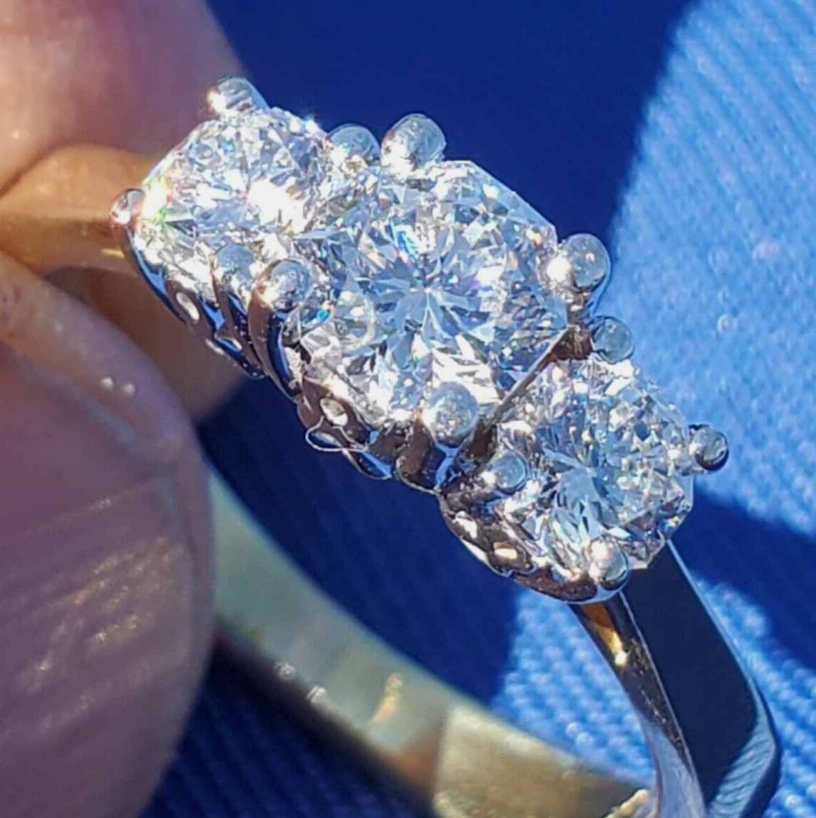 Original EARTH MINED DIAMOND Octagon cut Deco Engagement Ring Vintage Trilogy 6