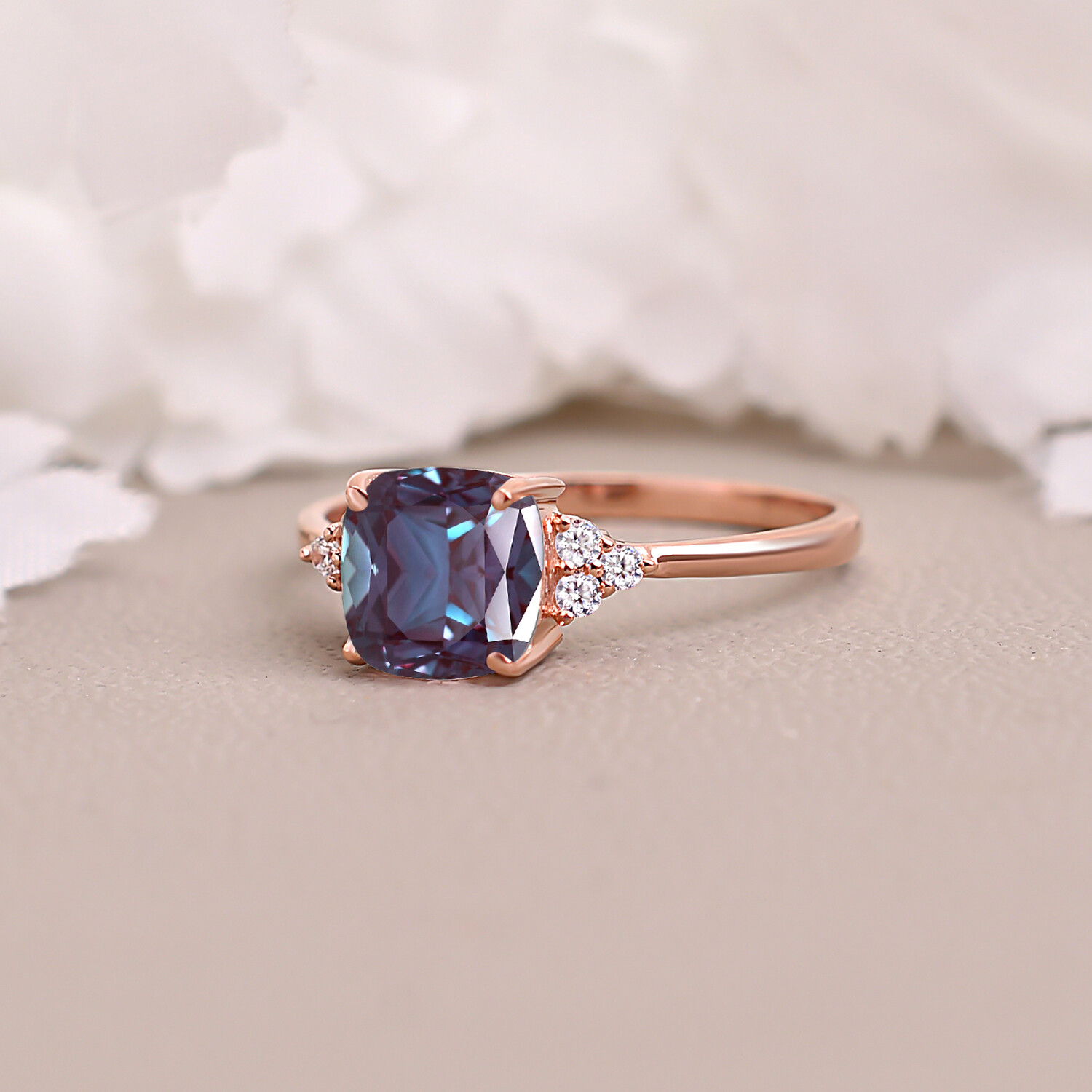 Cushion Alexandrite Engagement Ring Anniversary Birthday Gift For Her Women Ring