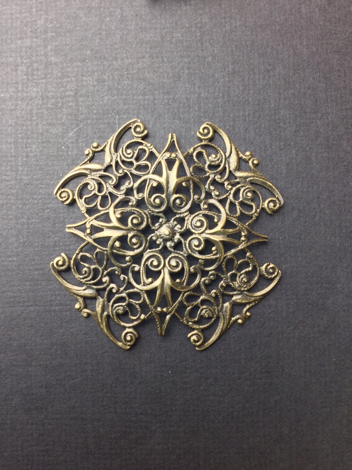 24833 Brass Oxidized Victorian Filigree Jewelry Finding