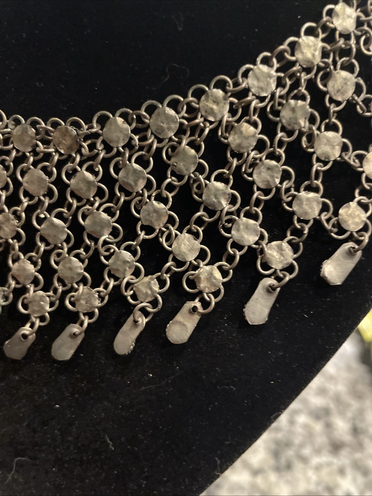 Vintage Chain Link Beaded Collar Necklace 16” With Clasp