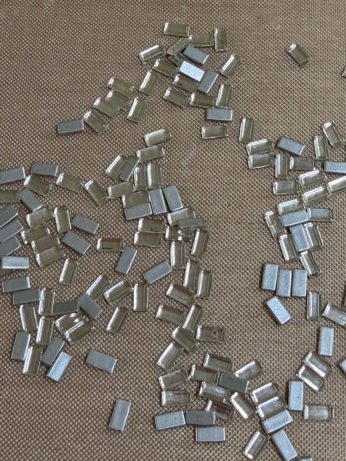 250 Rectangular Vintage Crystal Rhinestones 5×2.5mm Silver Foil Flat Back NOS
