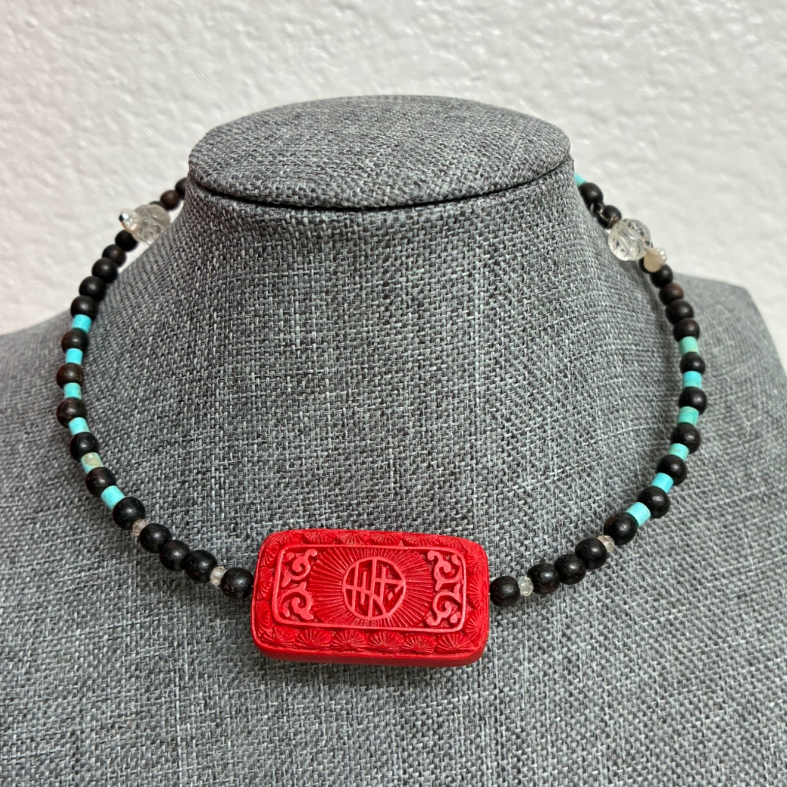 Red Cinnabar Turquoise Necklace