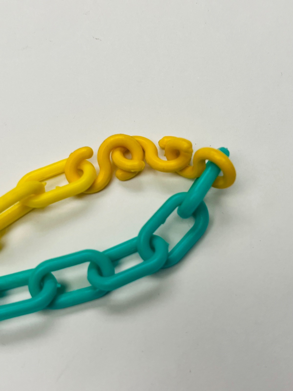 Vintage Bell Charm Chain Necklace Yellow & Green 1980s Jewelry Pop Culture BIN78