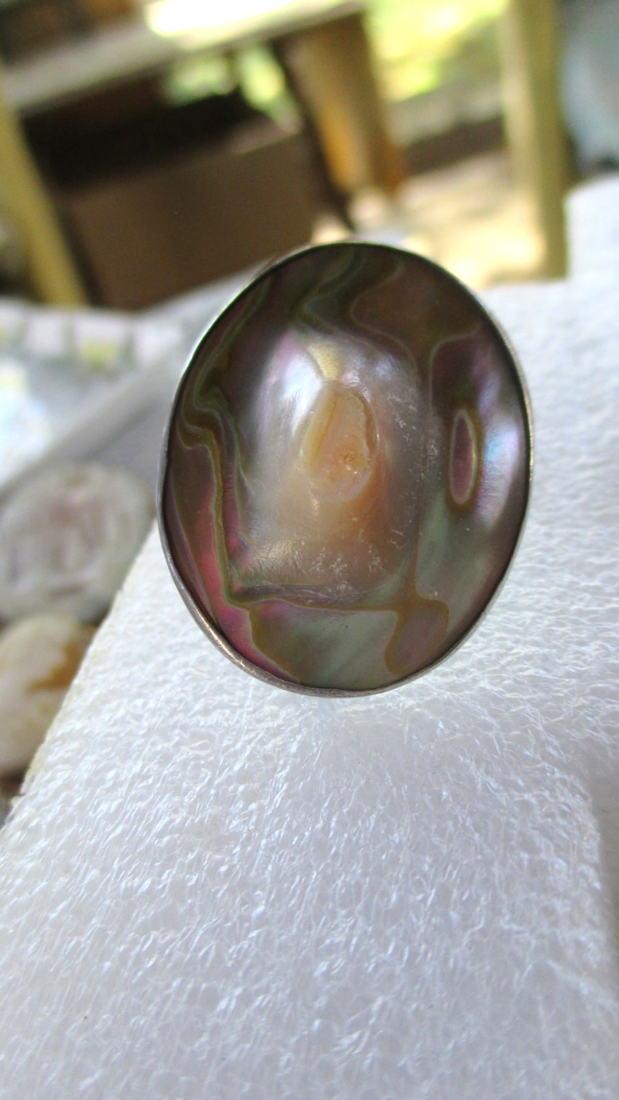 ANTIQUE BAROQUE BLISTER PEARL STERLING SILVER BROOCH