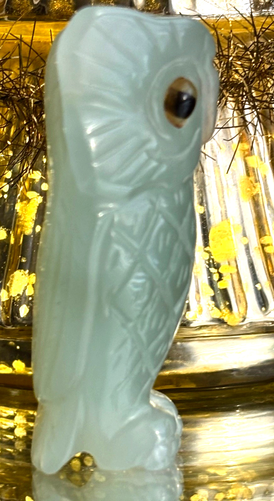 Vintage Rare Original Jade Nephrite Owl Figurine