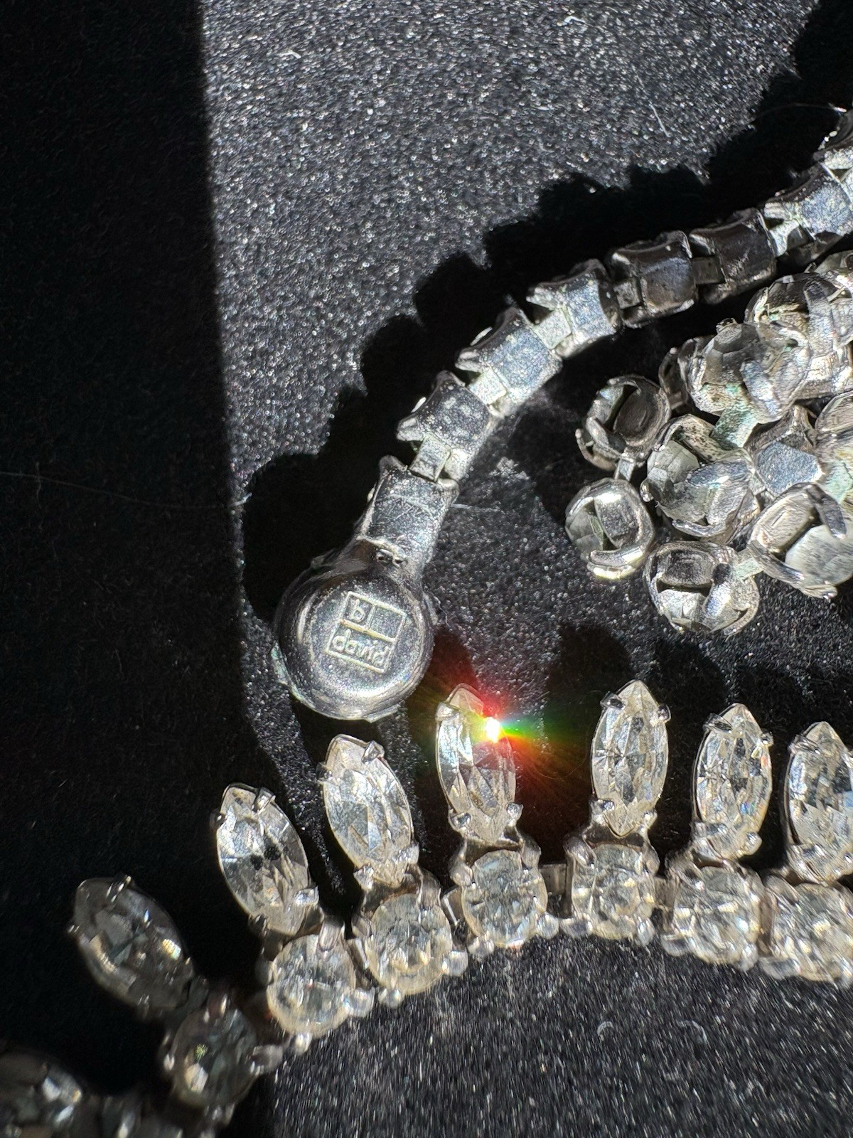 Vintage – 1950s – Rhinestone- Necklace- Signed B David- 17”-please See pictures