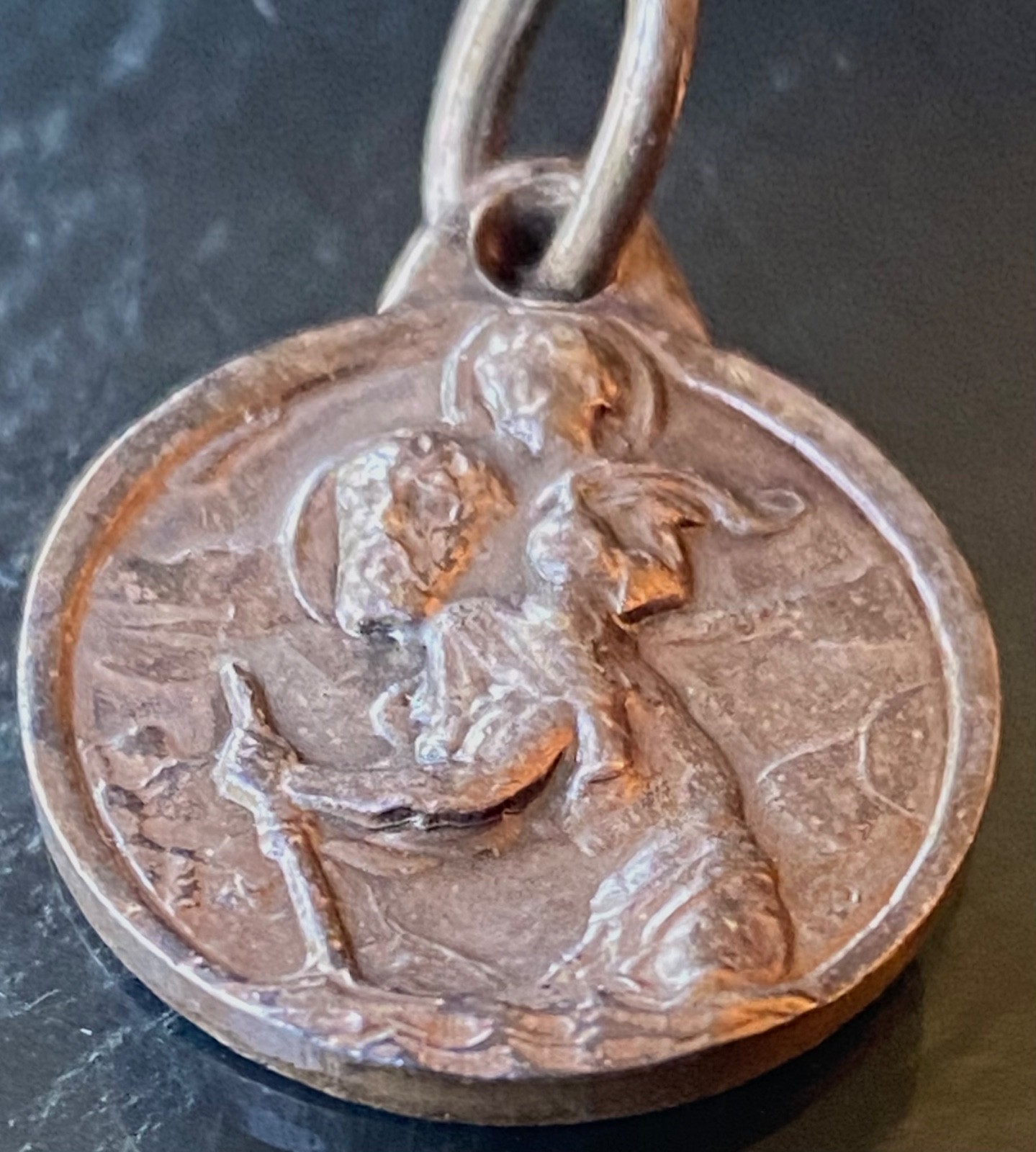 Vintage Metal Necklace Pendant, No Chain, The Story of 2 Friends in Damascus