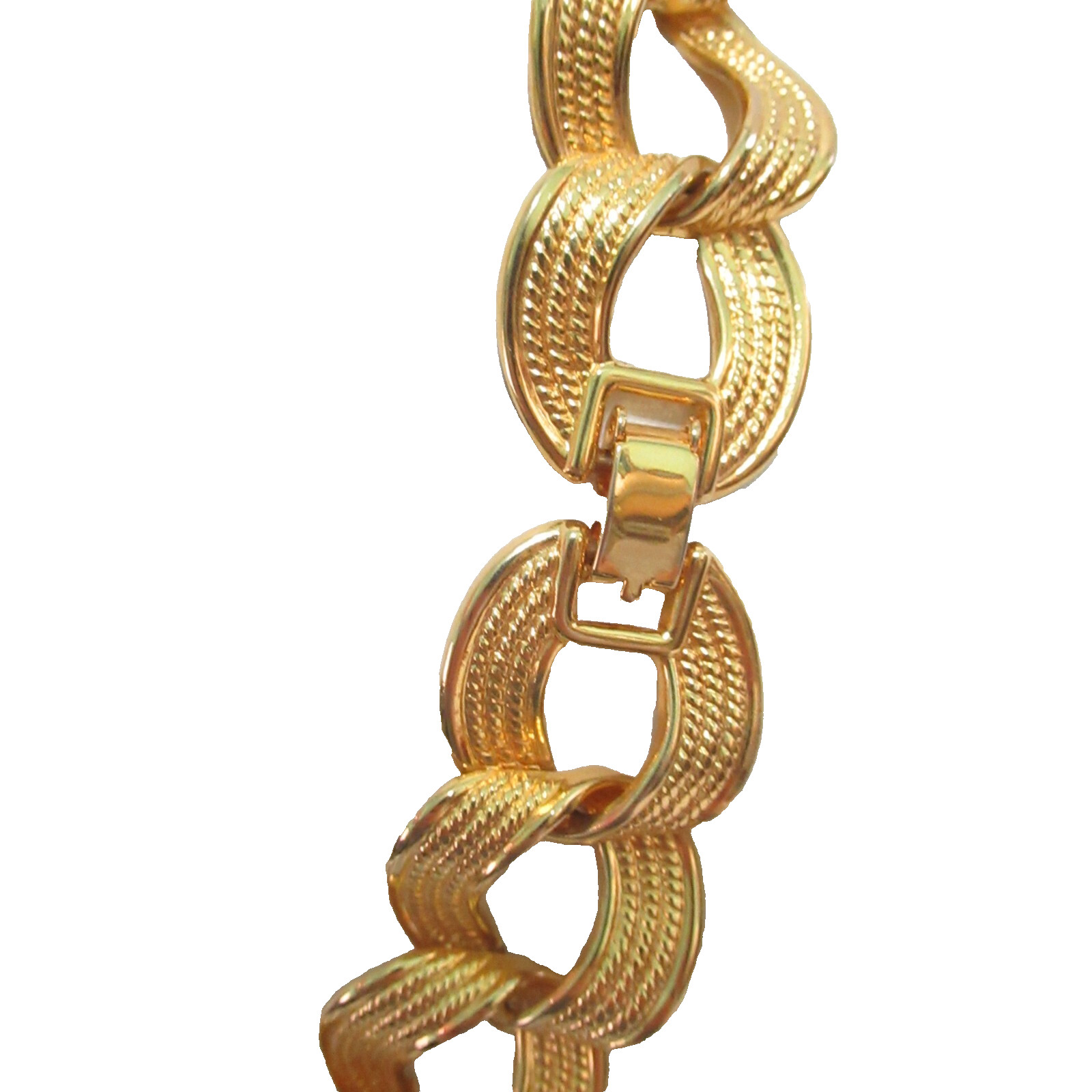 Light Weight Fancy Link Textured Gold Tone Necklace Loops