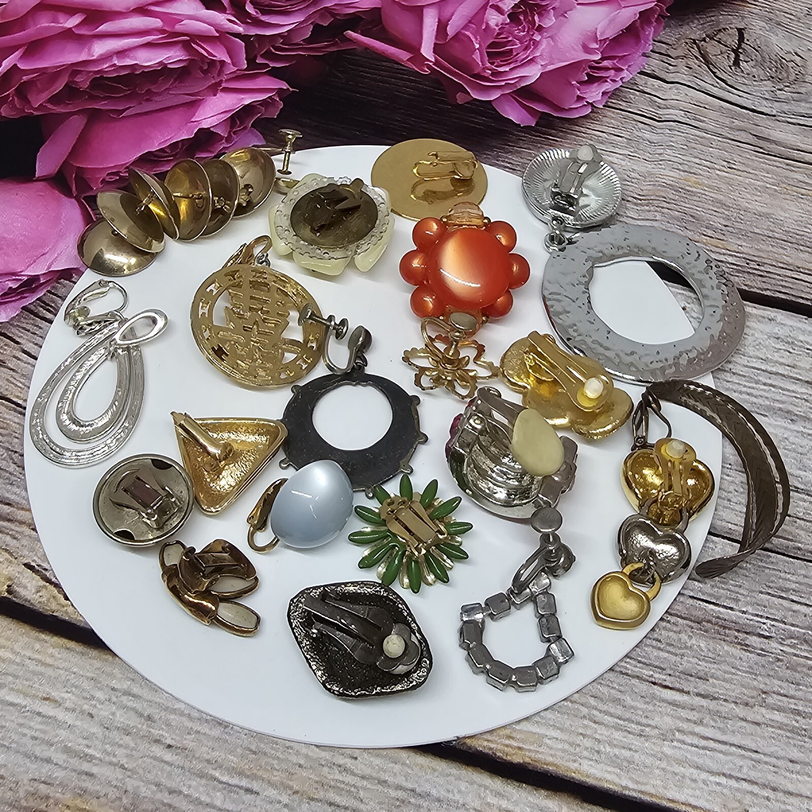 Single Mismatched Vintage Earrings Lot 70’s 80’s Retro Mod Statement Clip On