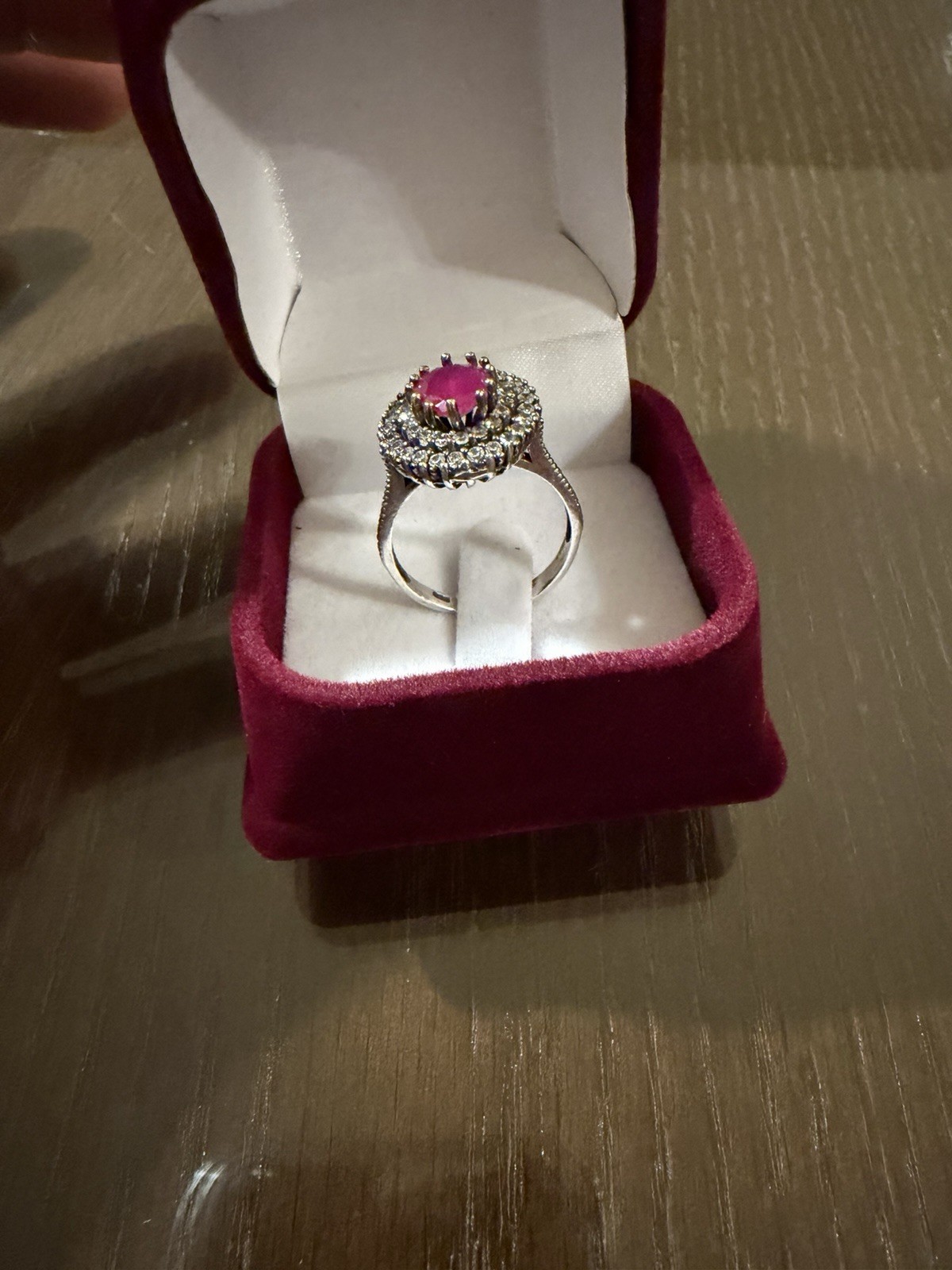 Vintage 925 Sterling Silver Ruby Halo Ring Marcasite Estate Jewelry Size 8