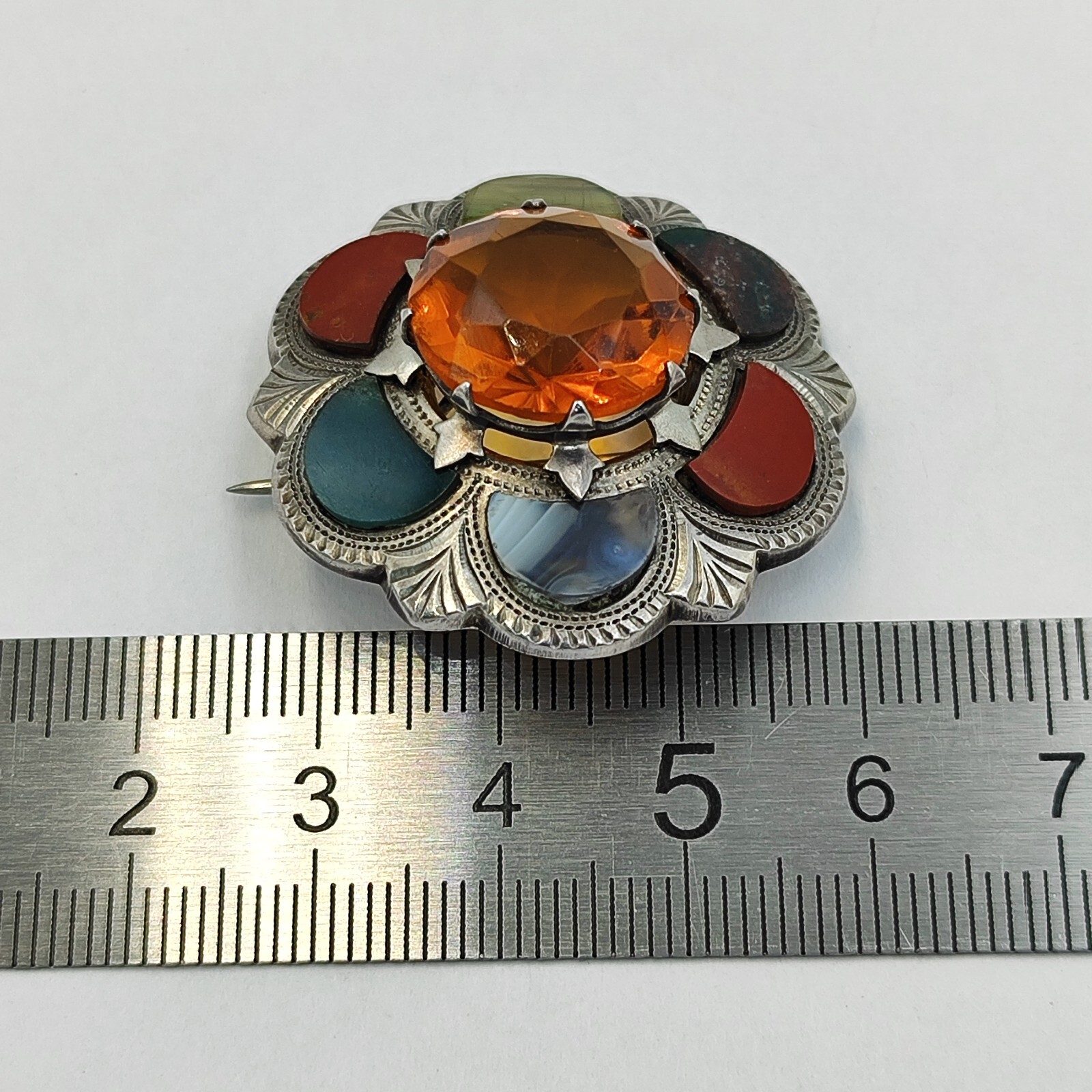 Antique Scottish Agate sterling silver 925 Birmingham Great Britain,1916,vintage