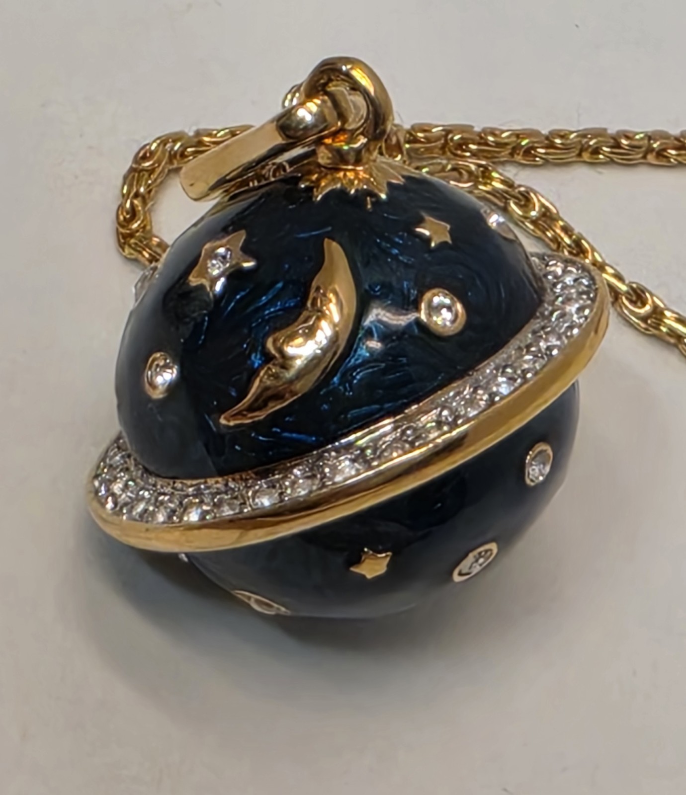 1980s Swarovski Celestial 4 Pc Set Necklace Brooch Earrings Star Moon Saturn HTF