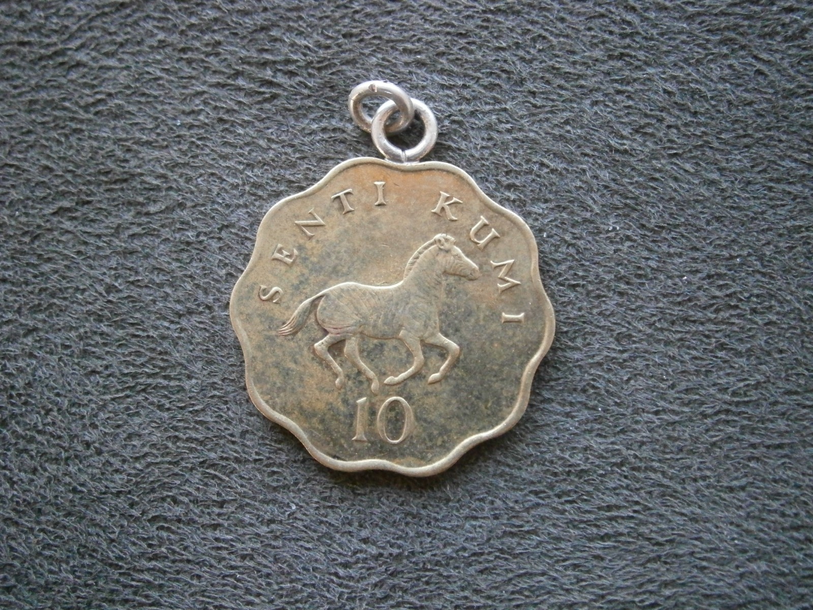 Tanzania 10 Senti Julius Nyerere Zebra Vintage Coin Charm Pendant ~ 1984 ~ 5.2g