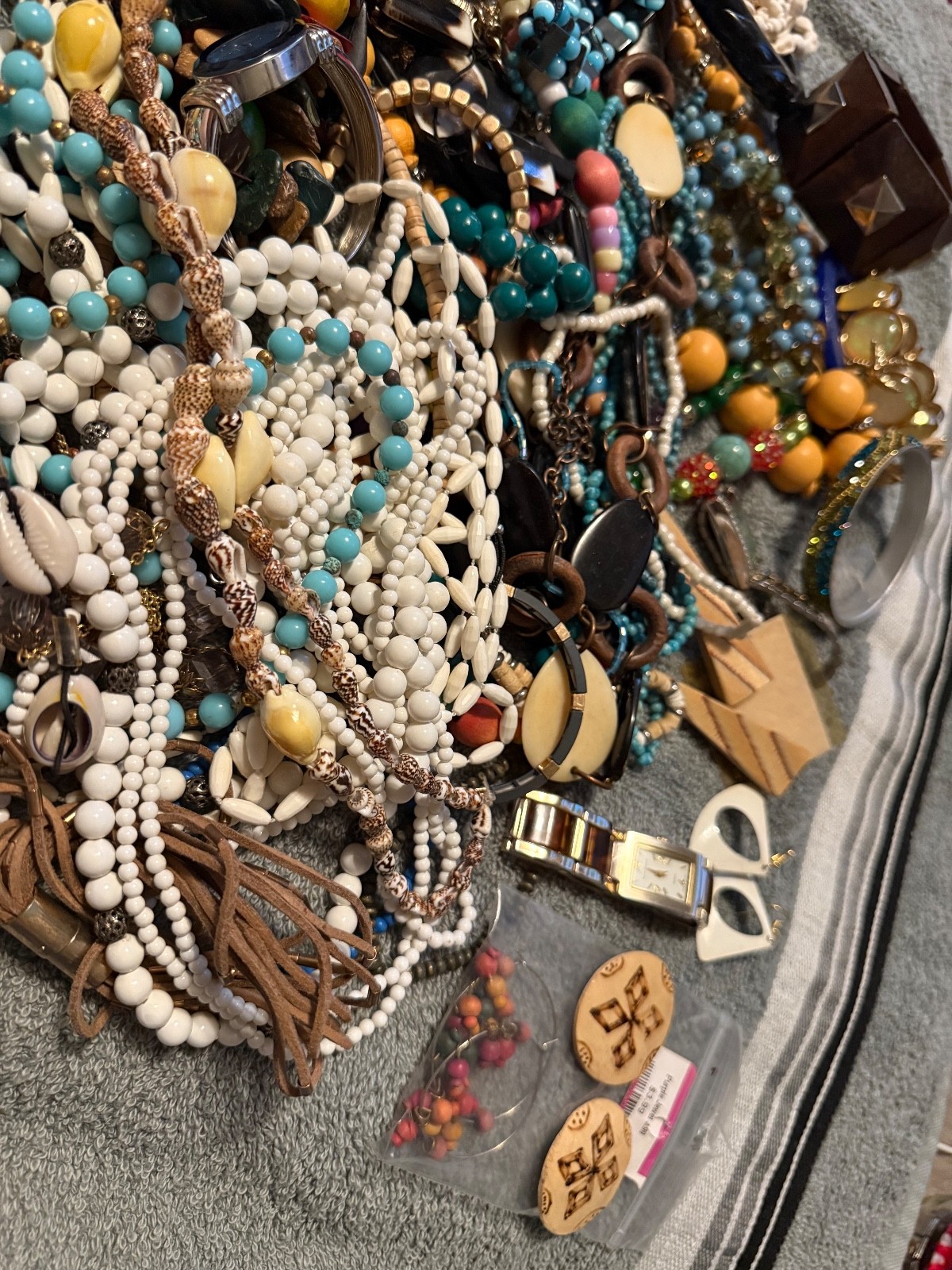 1 lb Coastal Wearable Curated Jewelry Mystery Lot Vintage to Modern Shells Beach