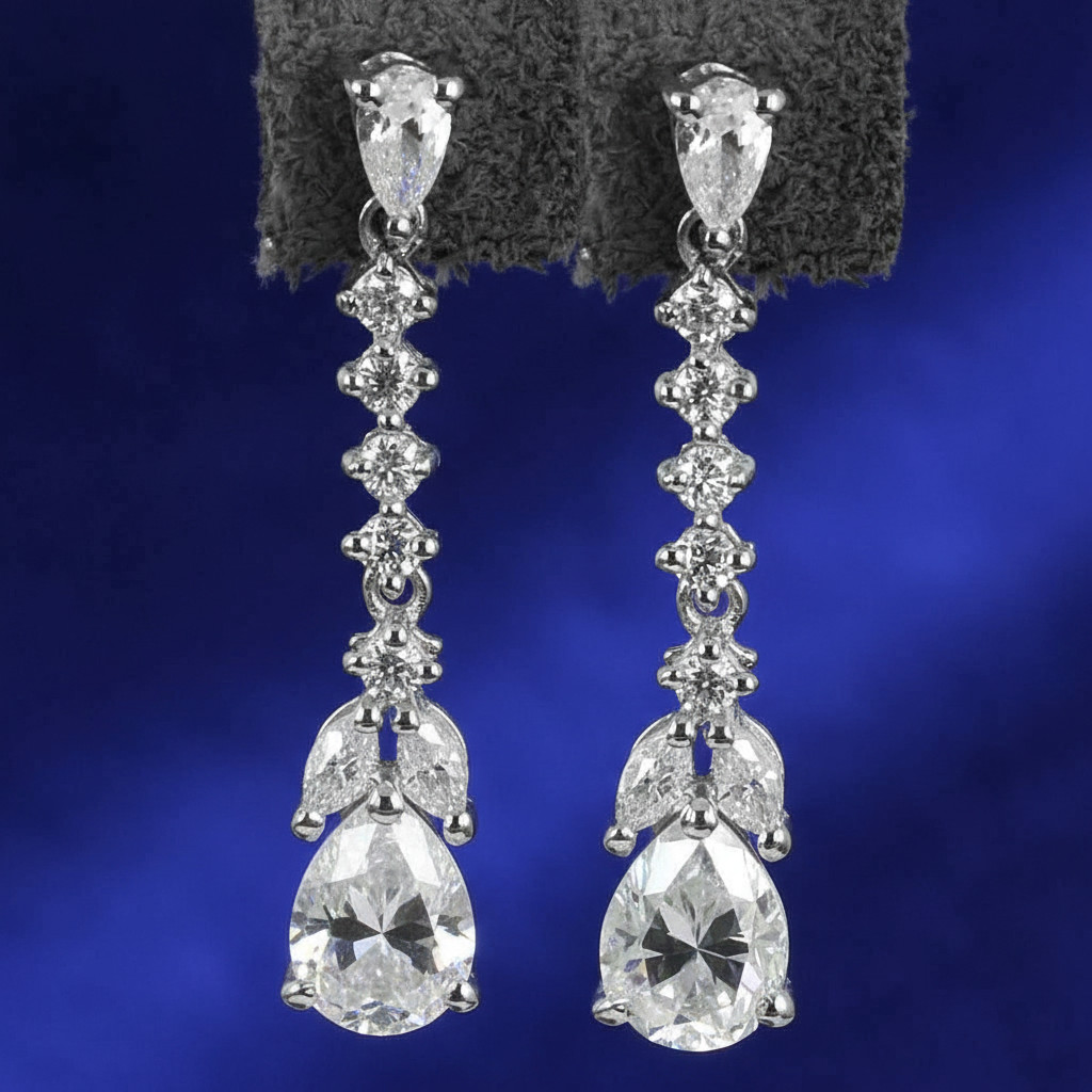 Stylish Rare 4.00 Ct Certified Diamond Dangler Earrings, Free Diamond Studs