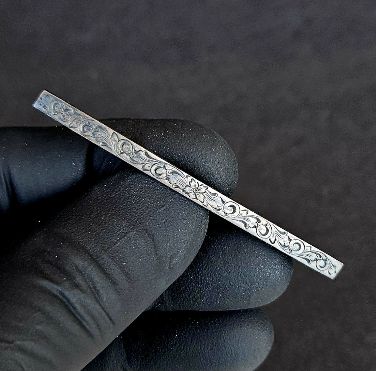Antique Sterling Silver Engraved Bar Brooch Link & Angell L&A Pre 1915