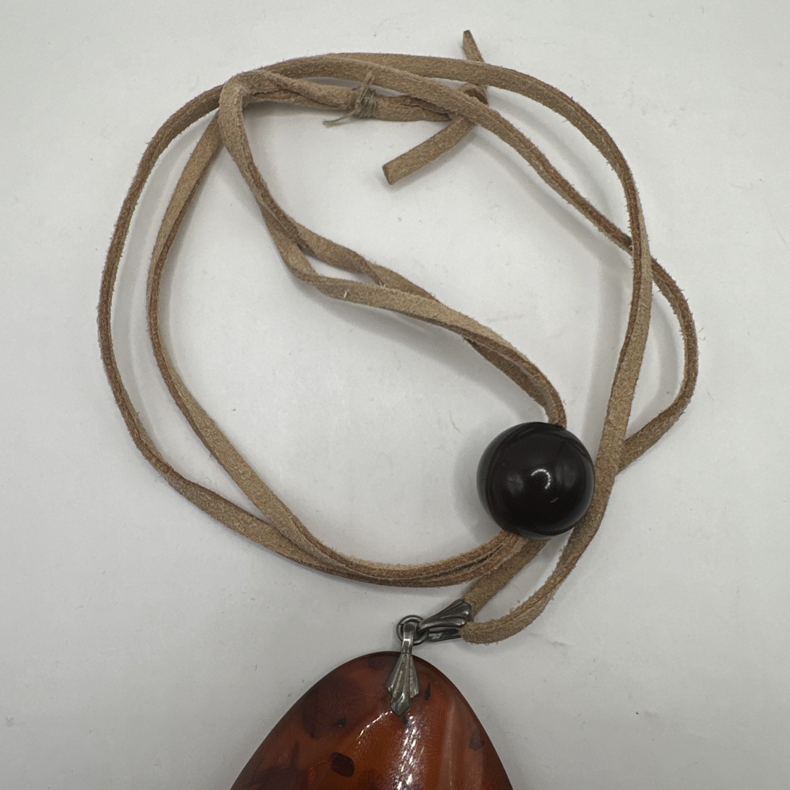 Baltic Amber Dried Plant Resin Adjustable Rope Necklace 925 Bail (22.83g)