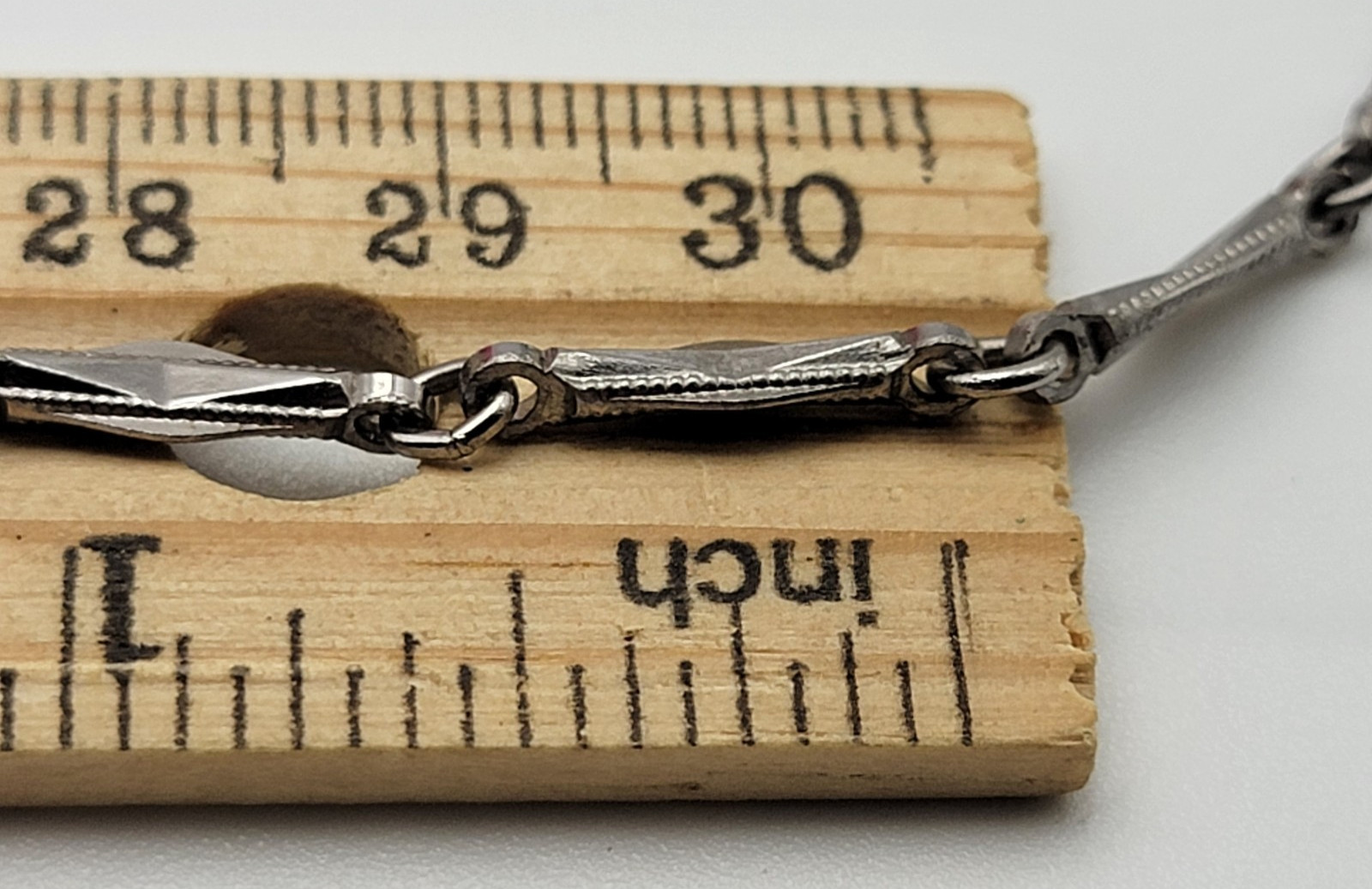 Vintage Silver Tone Bar Link Chain Necklace 54″ Spring Ring Clasp