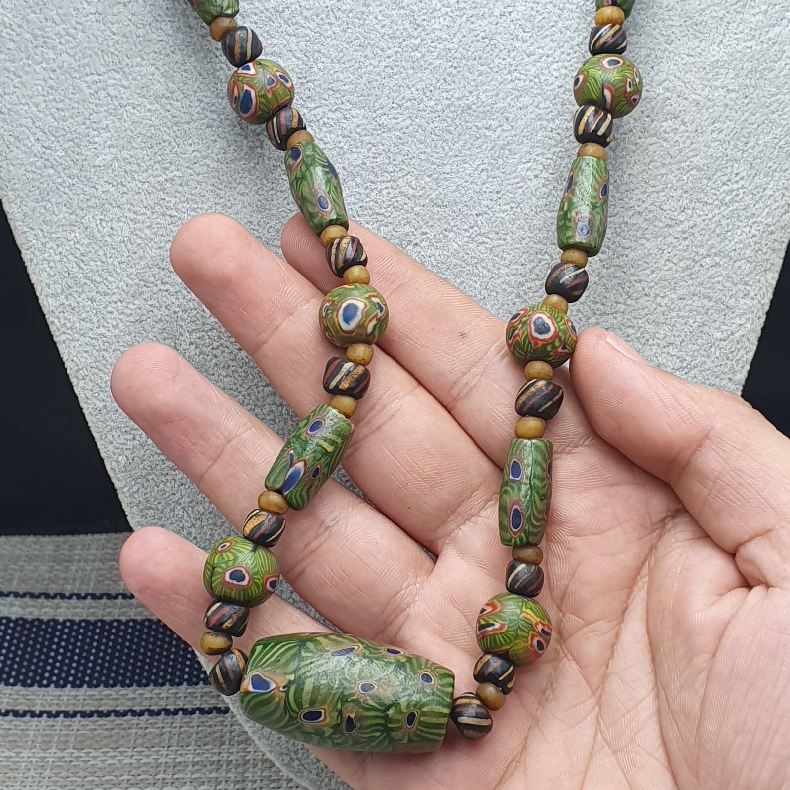 Vintage African Style Gabri Eyes Glass Beaded Necklace
