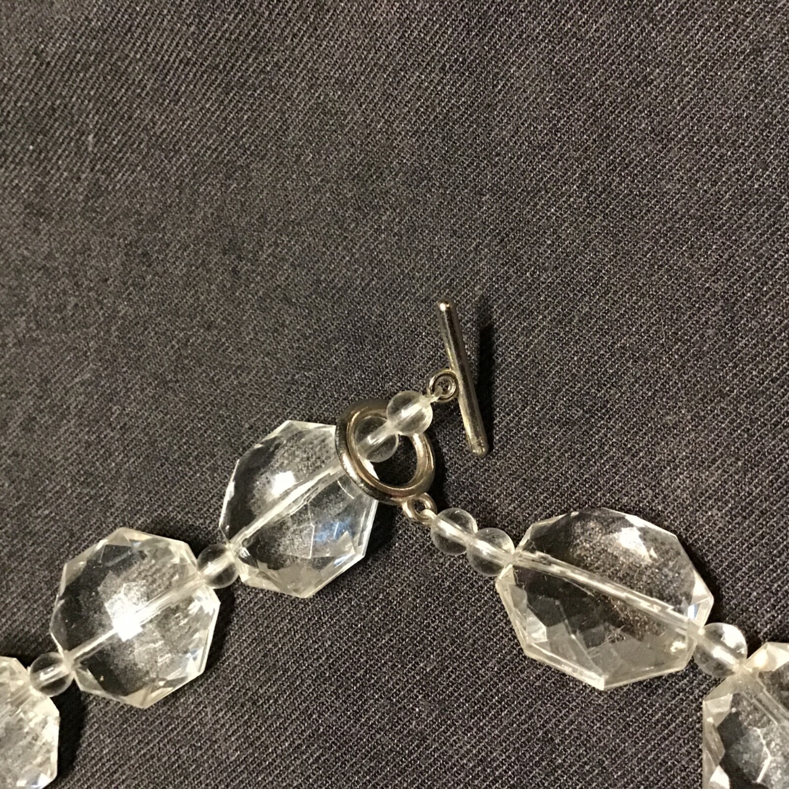Vintage Acrylic? Lucite? Chunky Clear Beaded Necklace Choker 19”