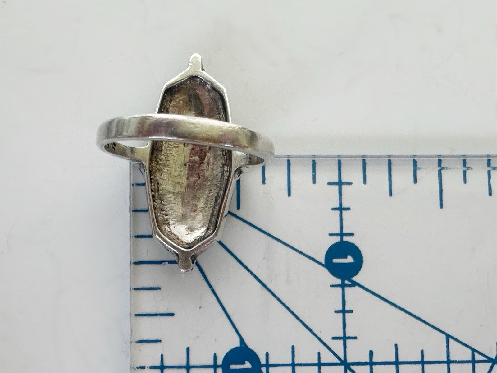 Vintage 925 Silver Art Deco Pavé Marcasite Navette Cocktail Ring Size 5.5