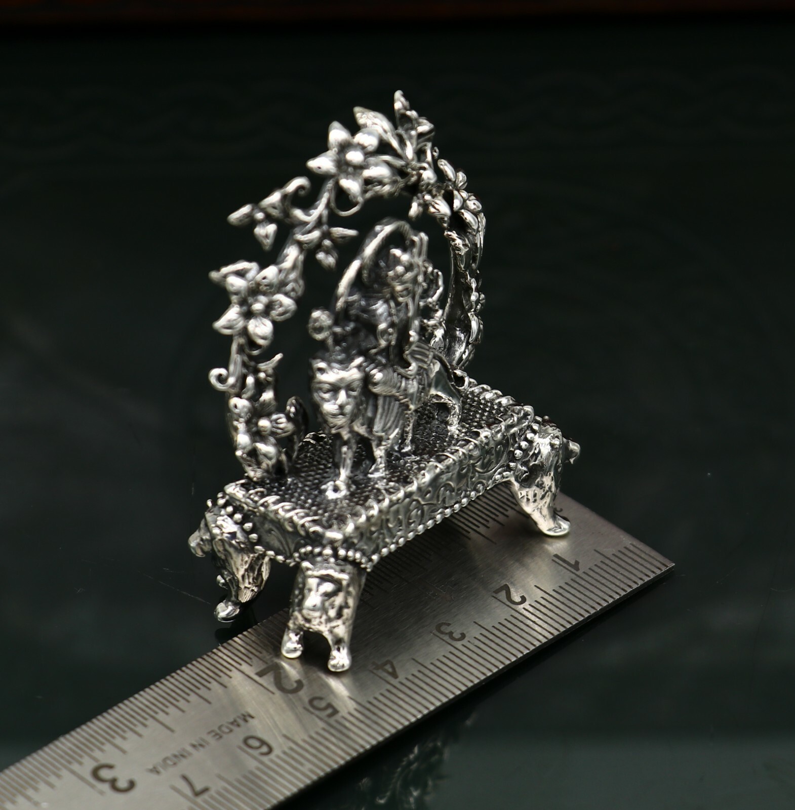 925 silver Goddess bhawani durga statue, figurine,puja article home temple art06
