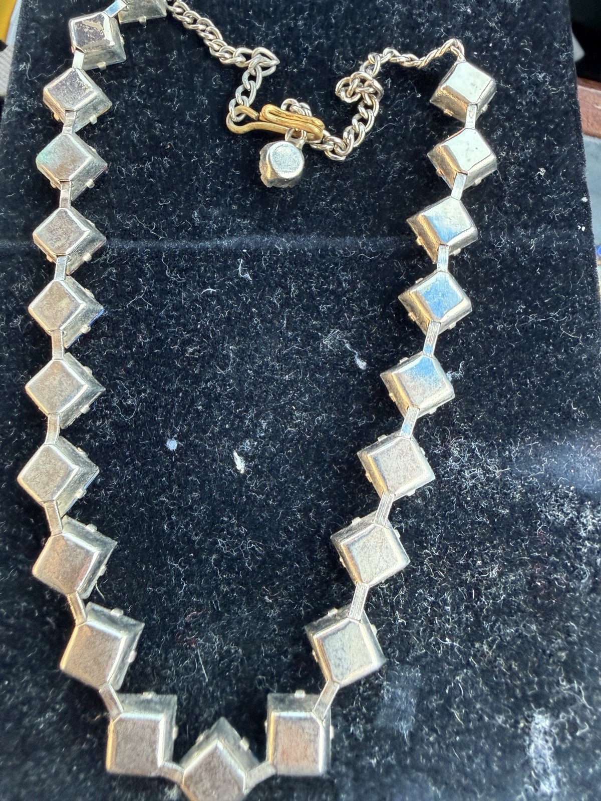 Vintage Multi-Color Rhinestone Choker Necklace | Square Cut Jewel