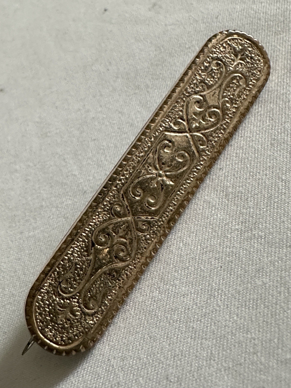 Antique Victorian Gold Filled Etched Bar Brooch Pin